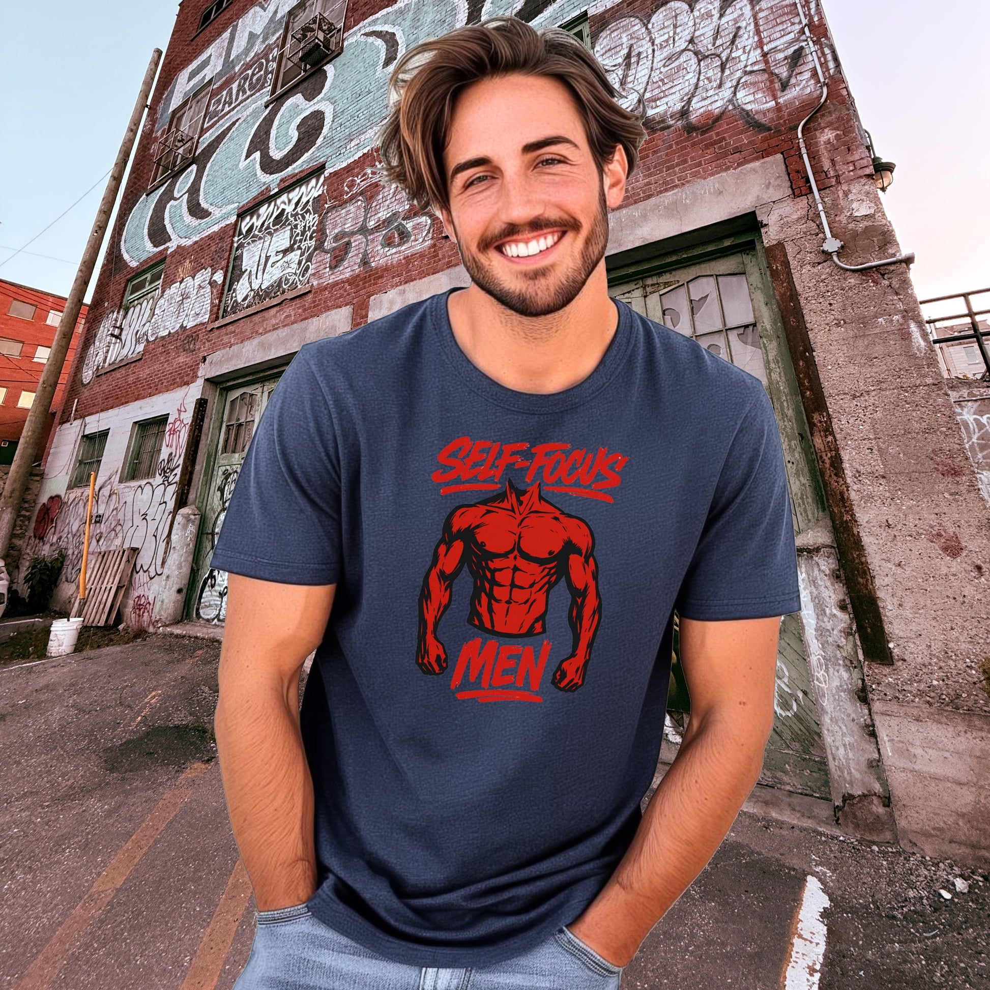 Self Focus Men Red Graphic Design T-Shirt