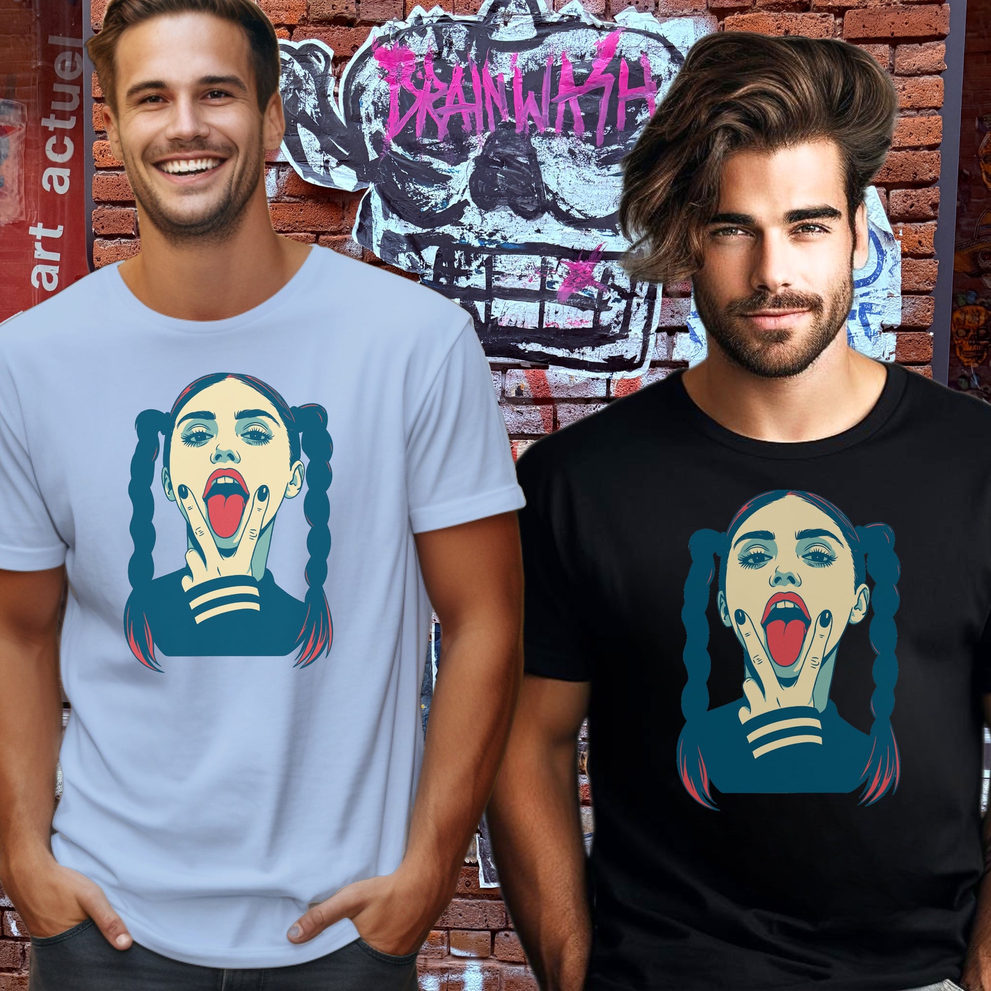 Cool Graphic Tee with Unique Face Design Shirt