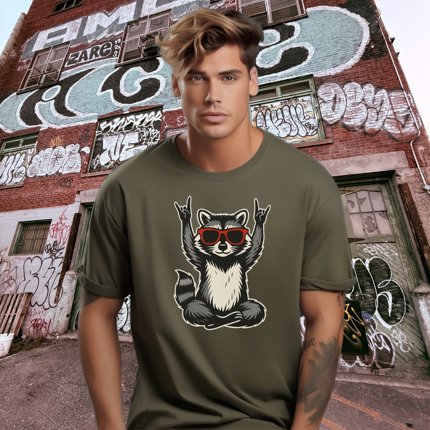 Cool Raccoon with Sunglasses Graphic Tee product