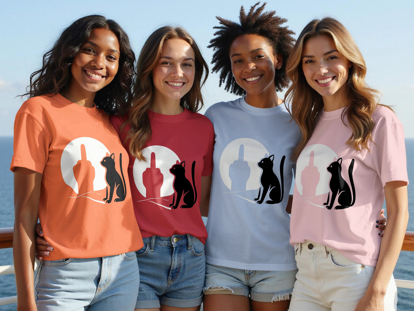 Funny Cat and Middle Finger Graphic Tee product