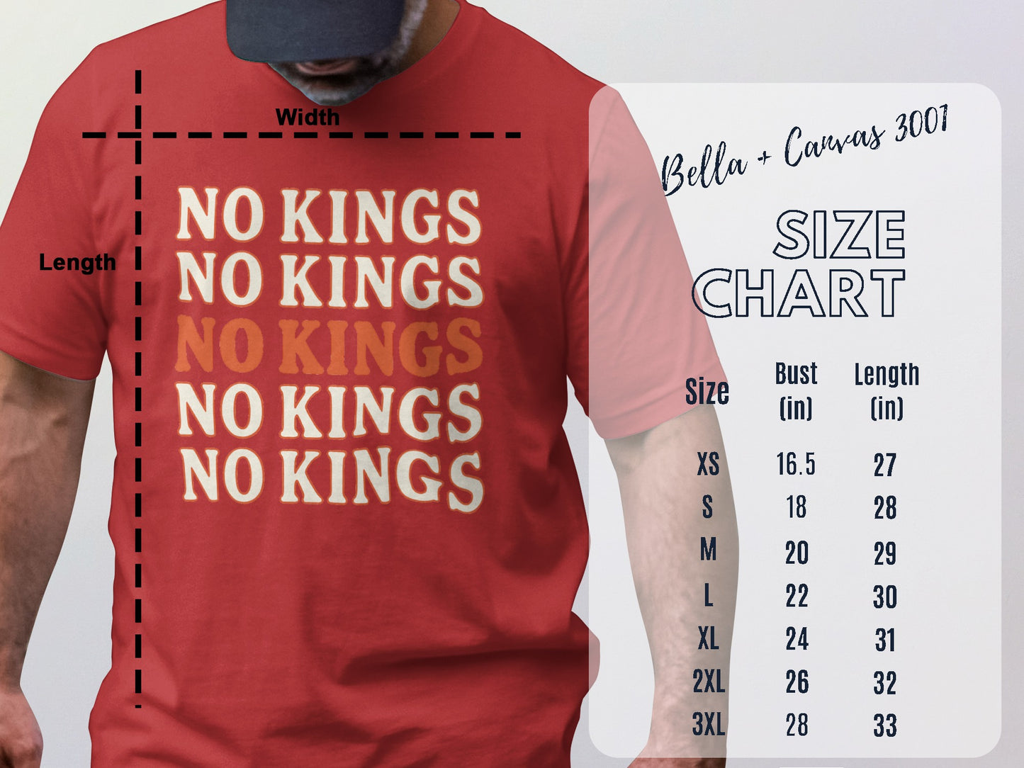 No Kings Repeated Design T-Shirt