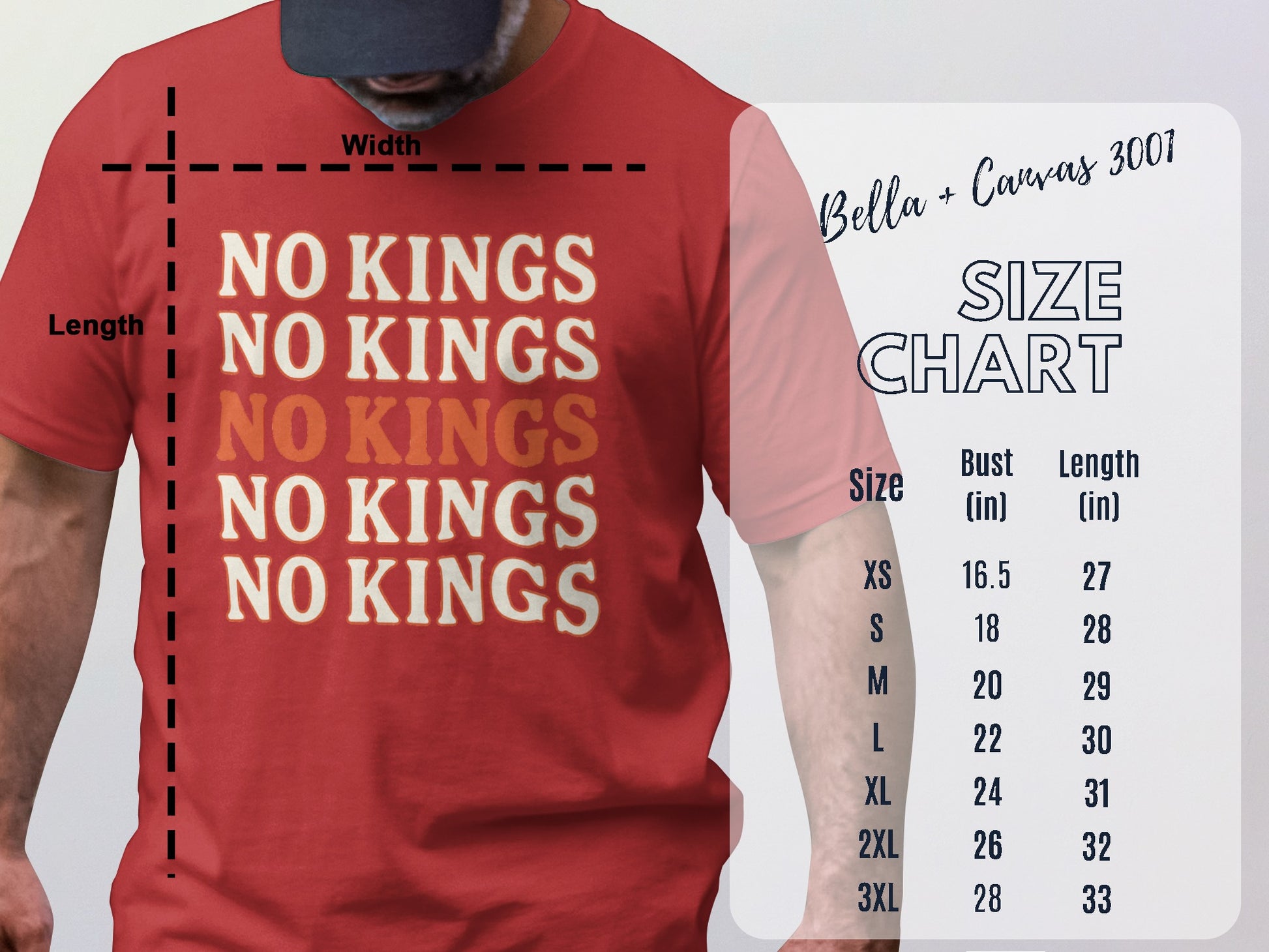 No Kings Repeated Design T-Shirt