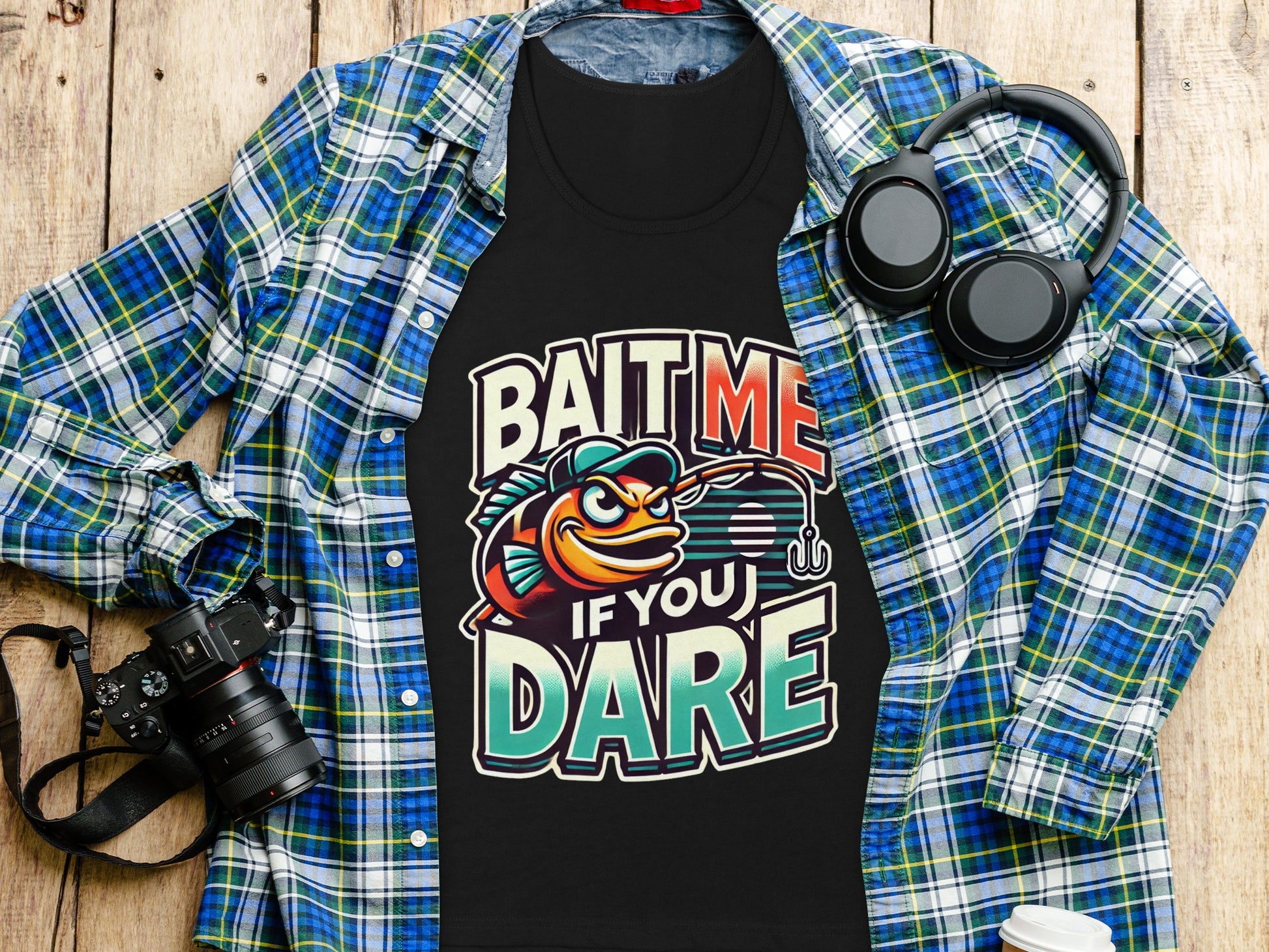 Bait Me If You Dare Fishing Fish Printed Shirt Product