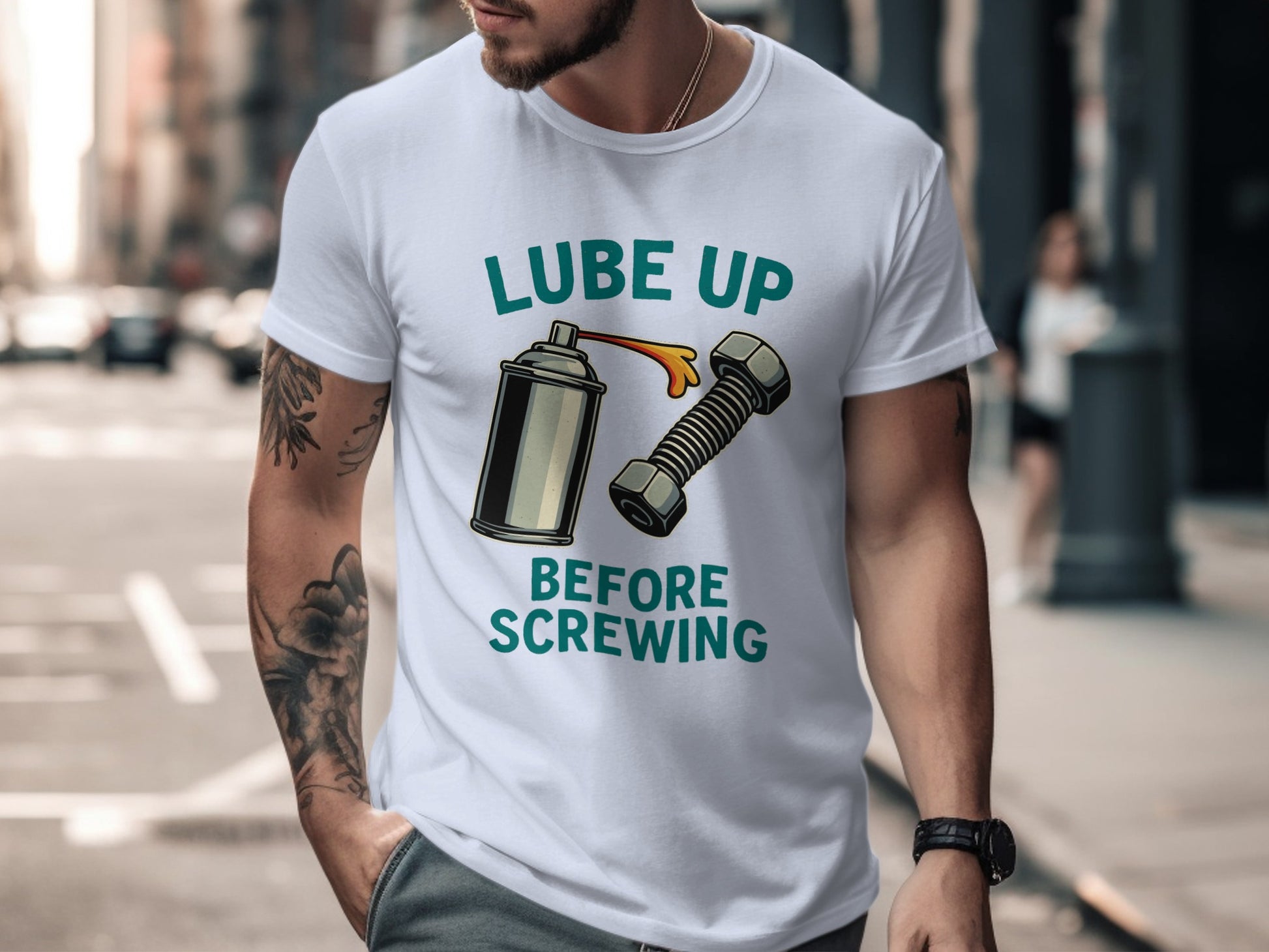 Lube Up Before Screwing Funny Graphic T-Shirt product