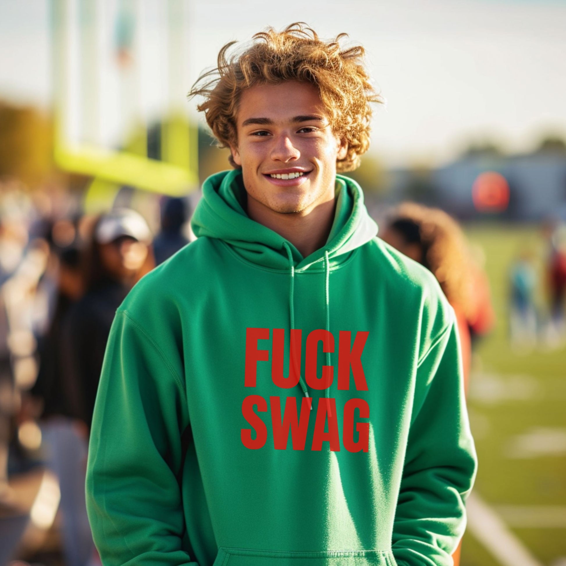 Stylish Green Hoodie with Bold Statement