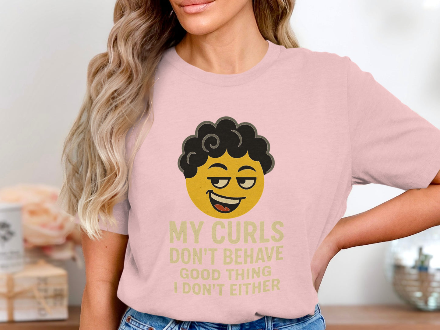 My Curls Don't Behave Funny Graphic Tee Shirt product