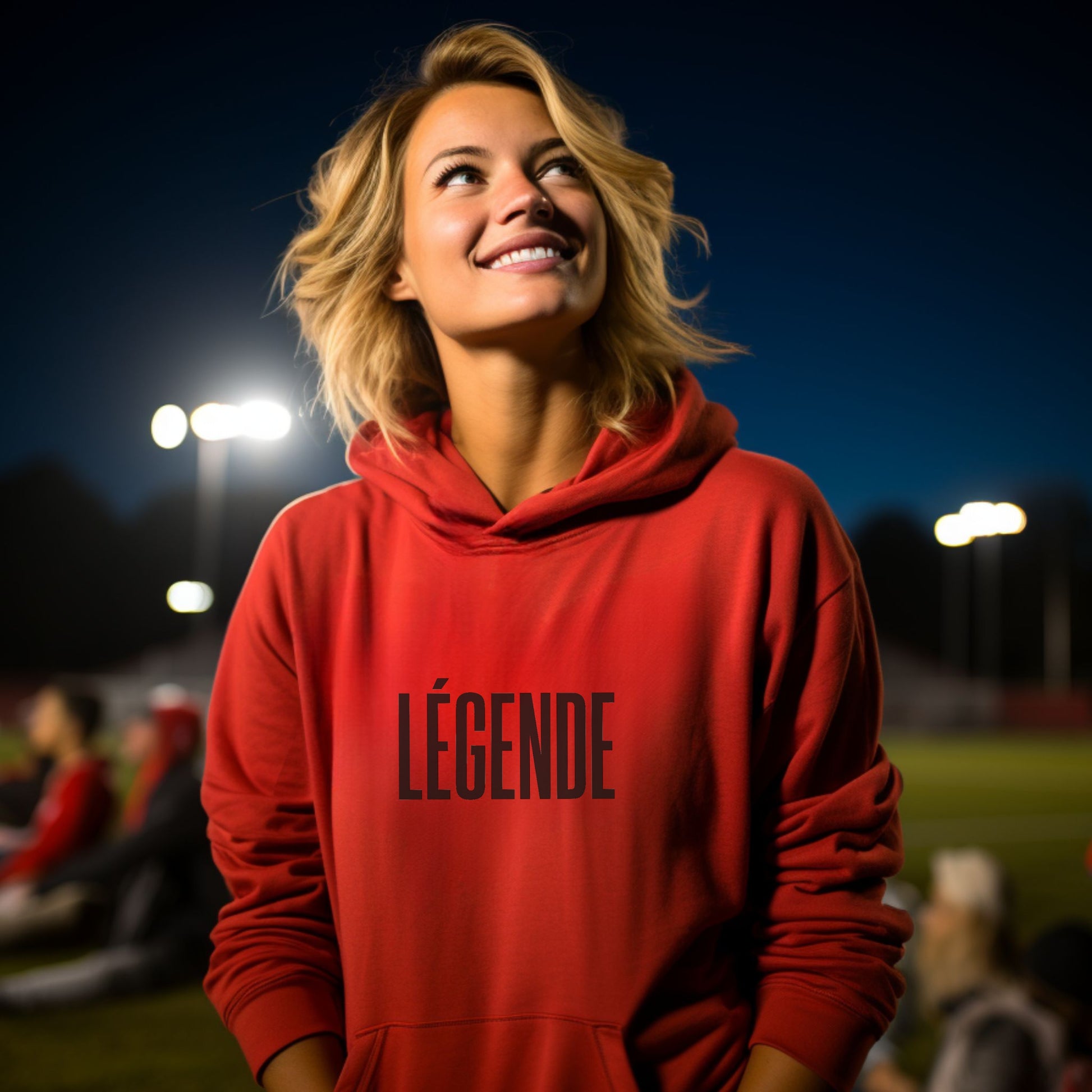 LÉGENDE Graphic Red Hoodie for Outdoor Casual Wear