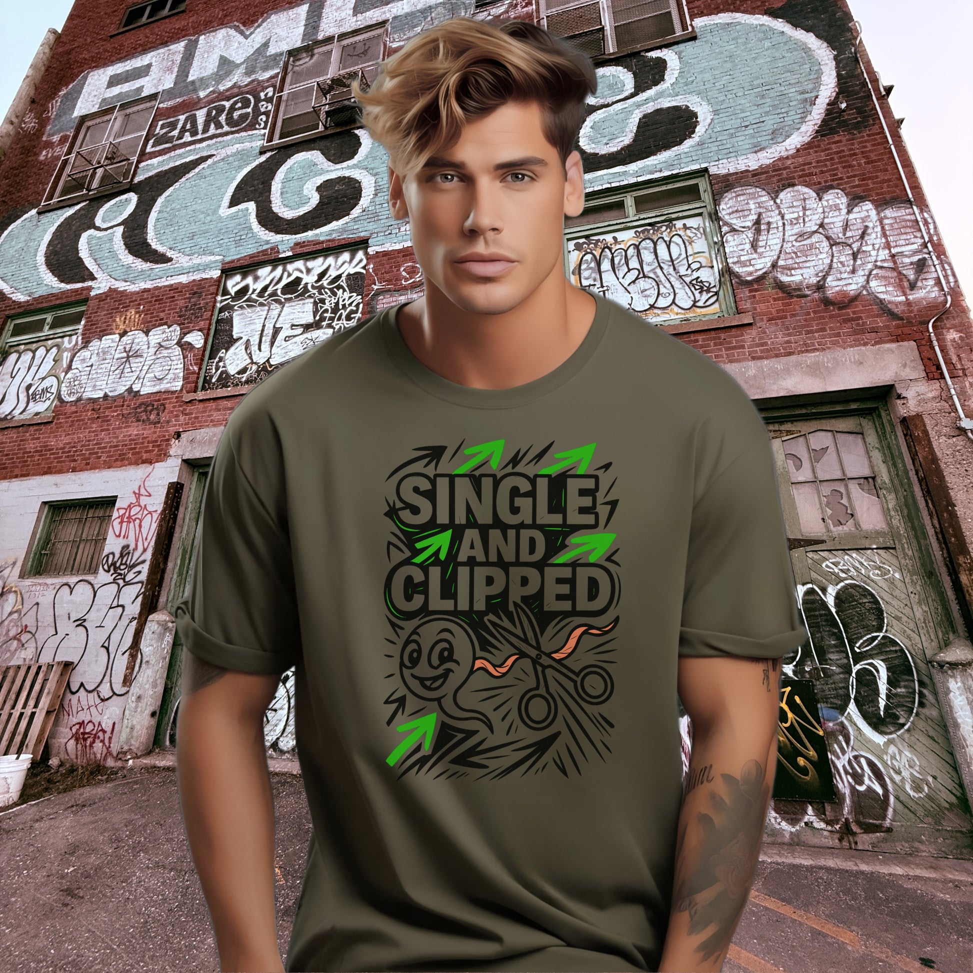 Single and Clipped Graphic Design T-Shirt product