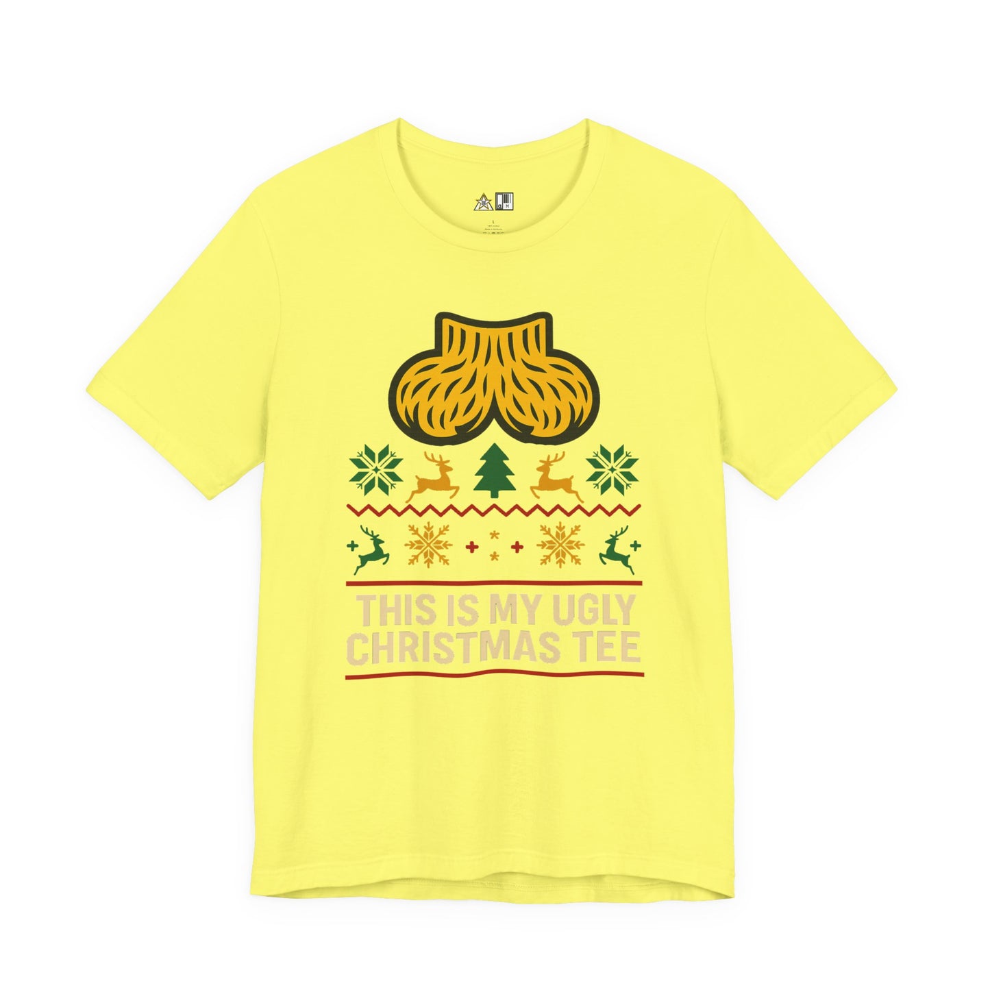 This Is My Ugly Christmas Tee Bold Reindeer & Gold Balls Ornament Holiday T-Shirt