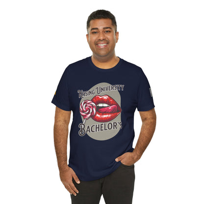 Kissing University Bachelor’s Graphic T-Shirt | Flirty Retro Tee | Funny Kissing Shirt