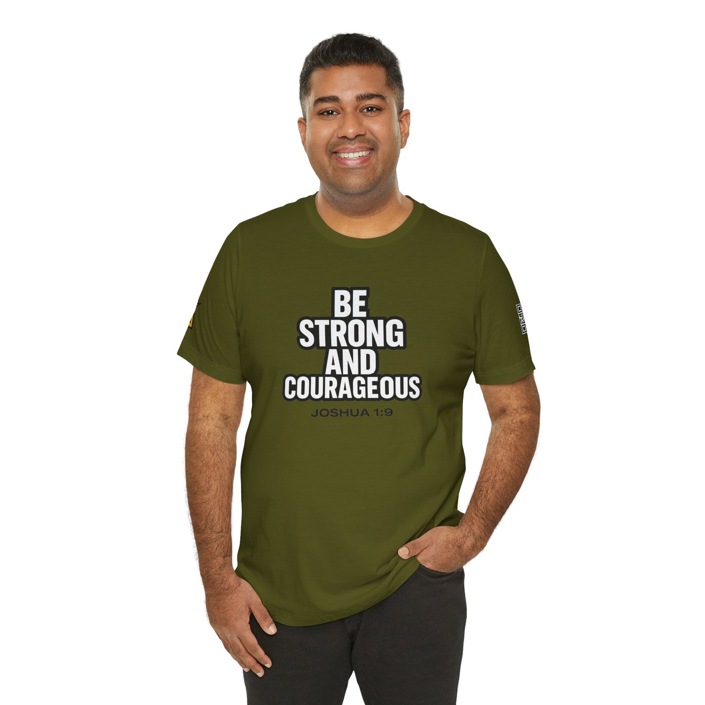 Be Strong and Courageous Graphic T-Shirt | Joshua 1:9 Christian Tee | Faith & Strength Streetwear