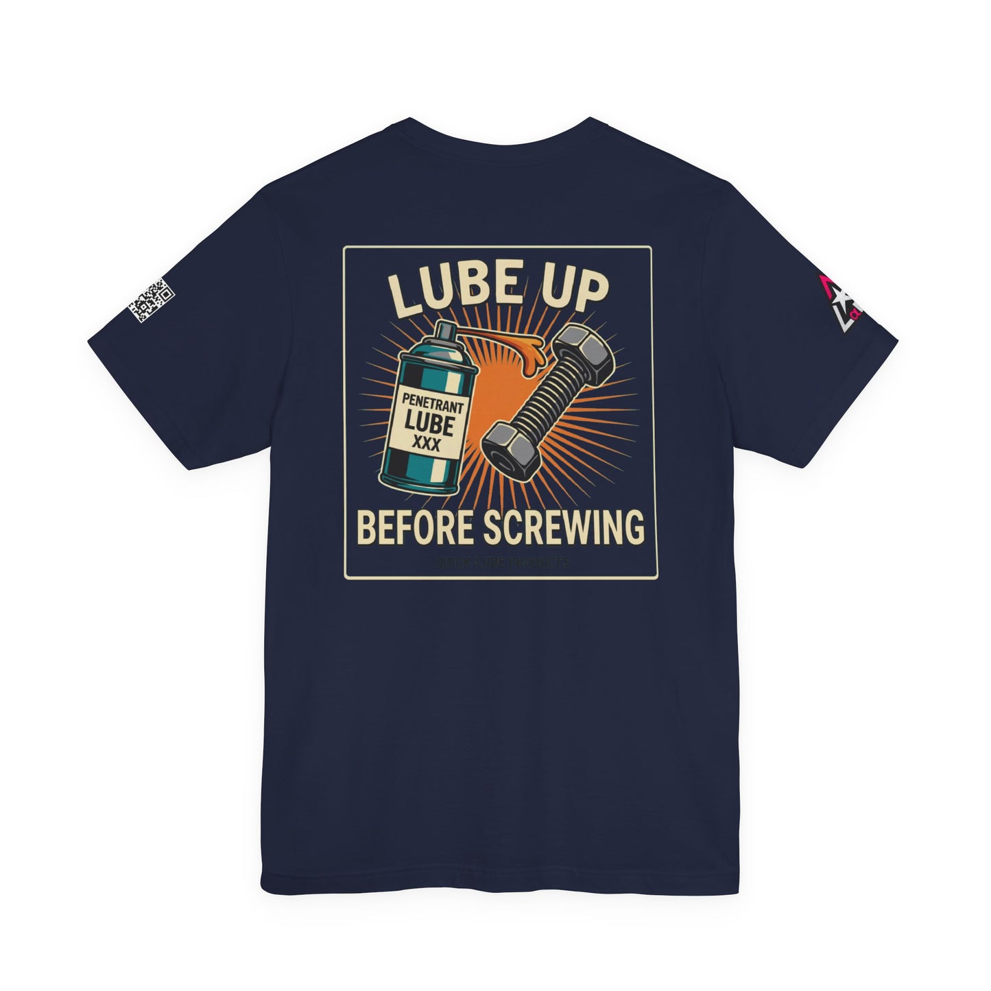 LUBE UP BEFORE SCREWING Graphic T-Shirt | Funny Mechanic Tee | Dirty Garage Humor Shirt | Vintage Automotive Tee