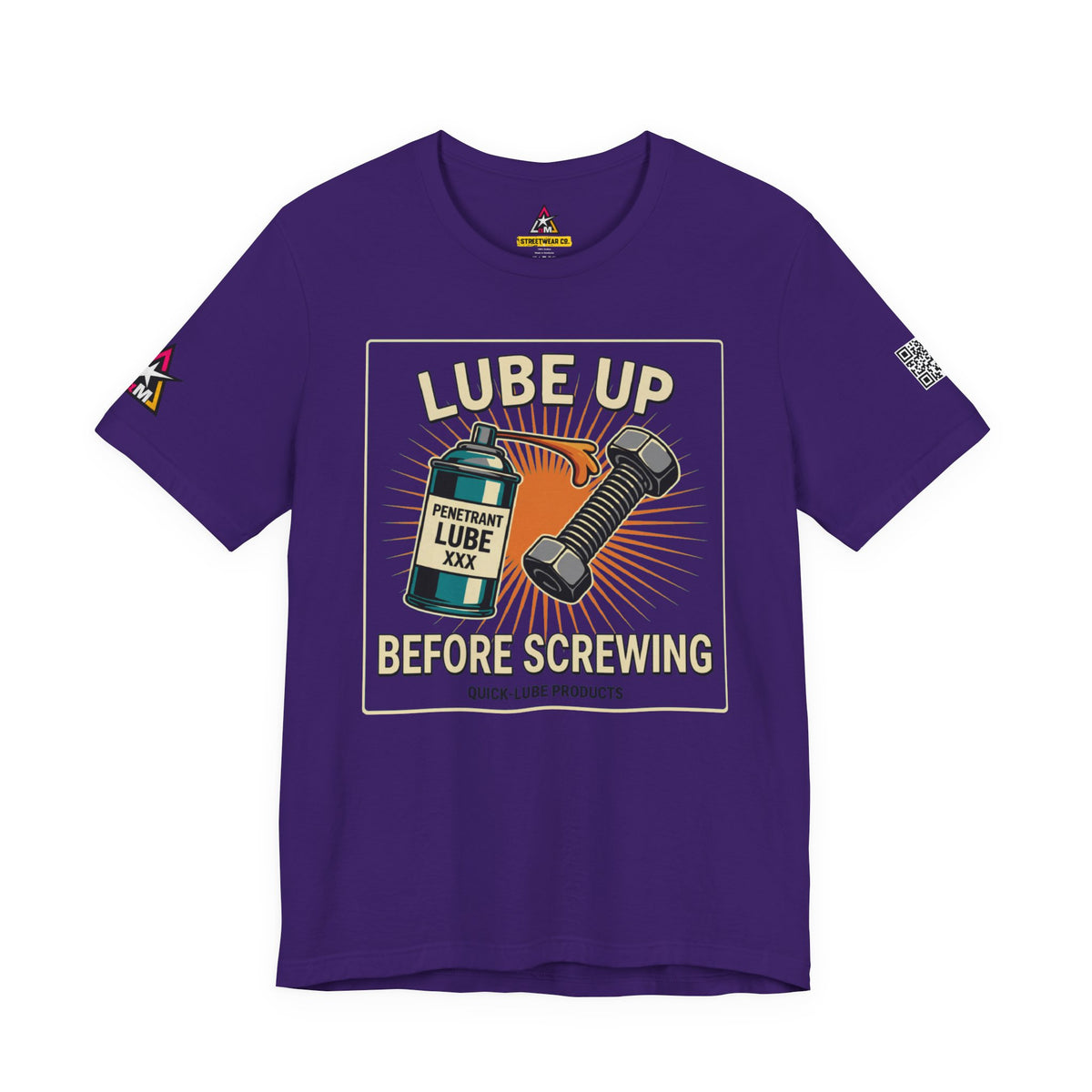LUBE UP BEFORE SCREWING Graphic T-Shirt | Funny Mechanic Tee | Dirty Garage Humor Shirt | Vintage Automotive Tee