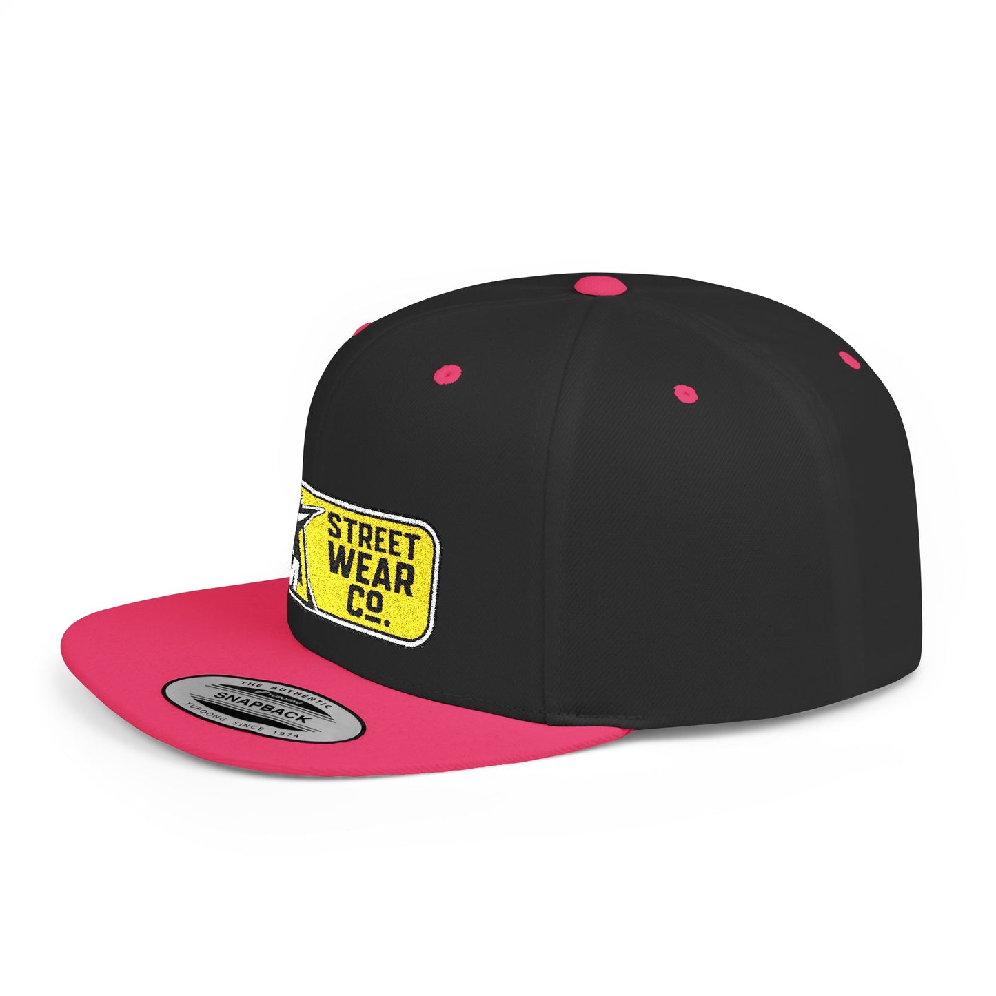 AM Streetwear Co. Embroidered Snapback Hat | Premium Streetwear Cap | Modern Logo Flat Bill Hat | Everyday Lifestyle Cap