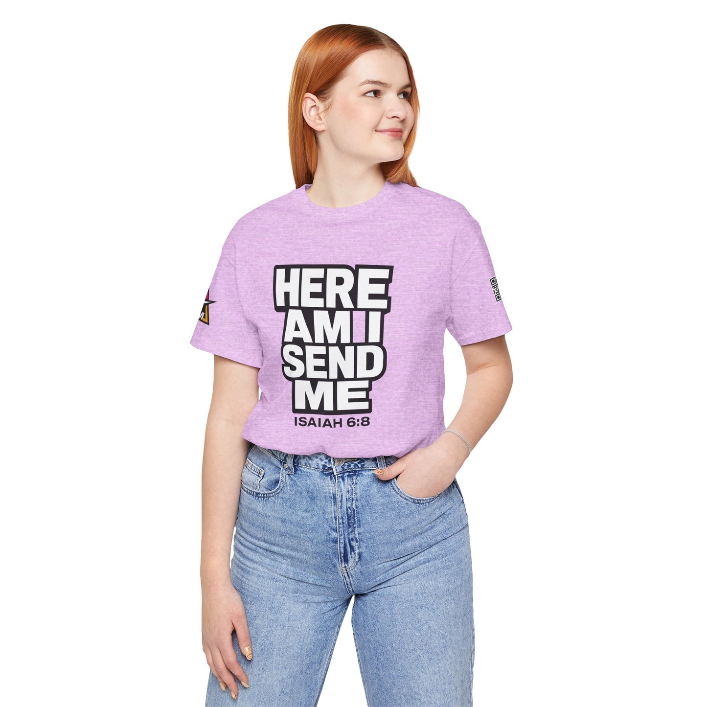 Here Am I, Send Me Graphic T-Shirt | Isaiah 6:8 Christian Tee | Faith Statement Shirt