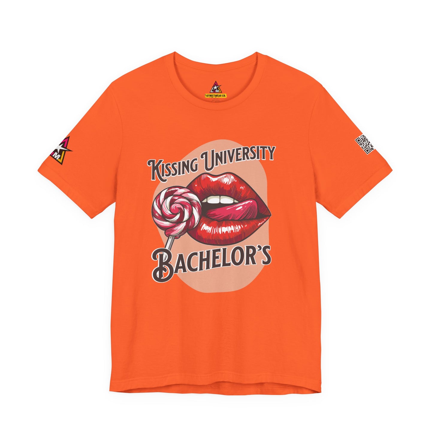 Kissing University Bachelor’s Graphic T-Shirt | Flirty Retro Tee | Funny Kissing Shirt