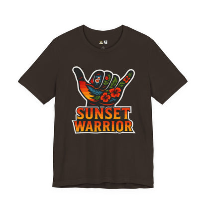Sunset Warrior Shaka – Unisex Bold Streetwear Graphic Tee