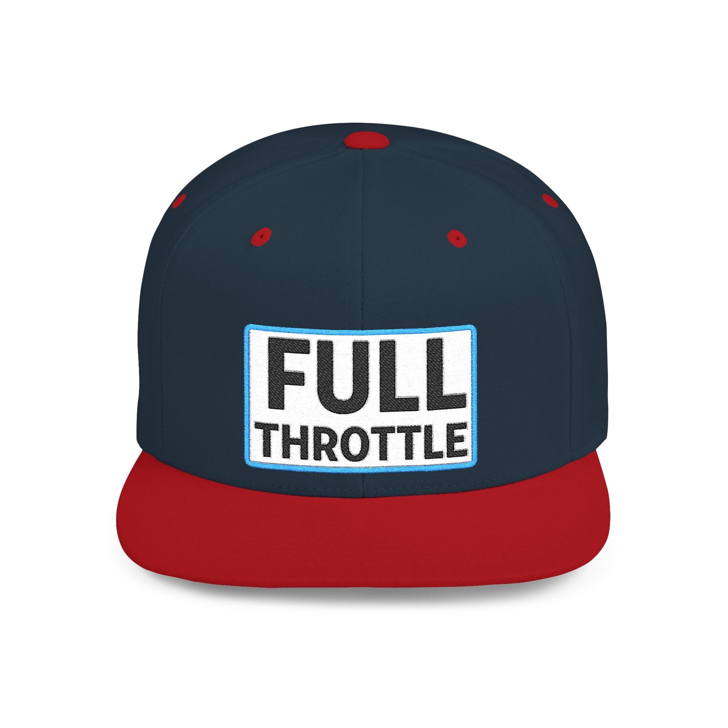 FULL THROTTLE Embroidered Flat Bill Snapback Cap | Bold Motorsport Hat | Streetwear Baseball Cap