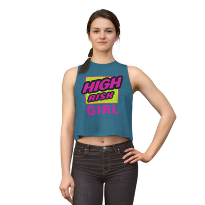 HIGH RISK GIRL | Funny Dating Graphic Women's Crop Top | Flirty Red Flag Streetwear