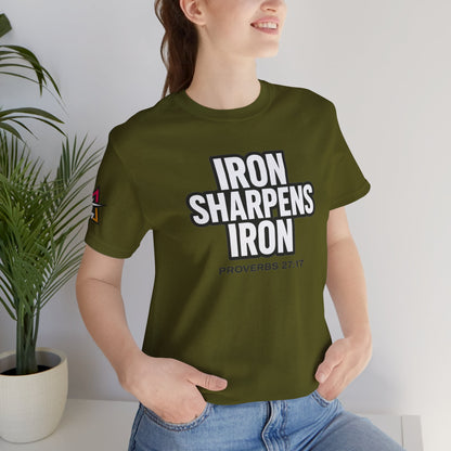 Iron Sharpens Iron Graphic T-Shirt | Proverbs 27:17 Christian Tee | Faith & Strength Streetwear