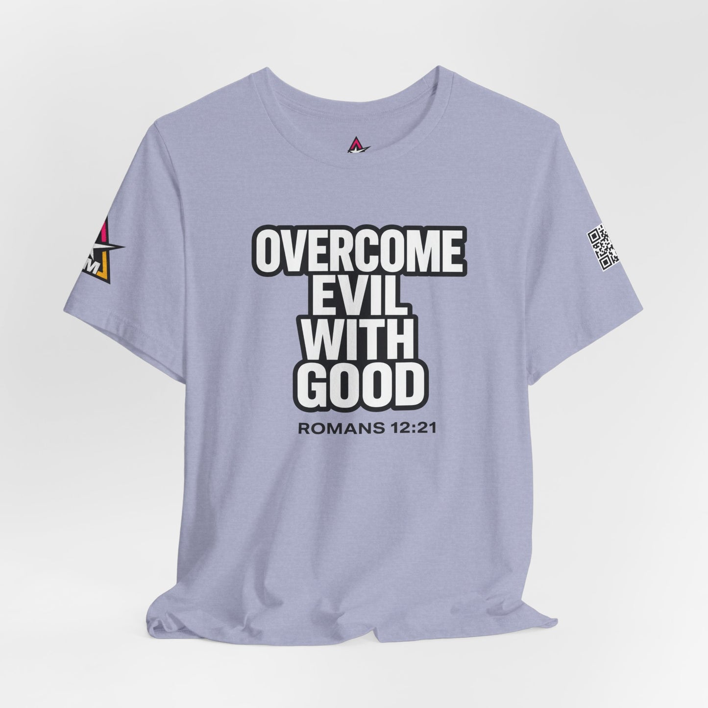 Overcome Evil With Good Graphic T-Shirt | Romans 12:21 Christian Tee | Faith & Strength Streetwear