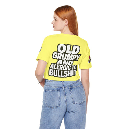 Old Grumpy & Allergic to Bullshit Graphic T-Shirt | Funny Sarcastic Tee