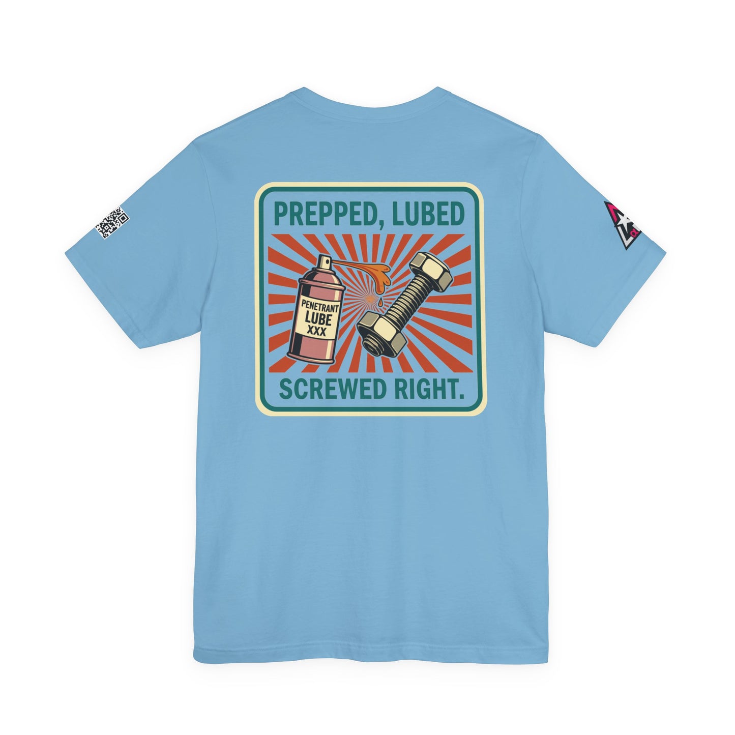 PREPPED, LUBED, SCREWED RIGHT Graphic T-Shirt | Mechanic Humor Tee | Funny Garage Shirt | Vintage Streetwear Tee