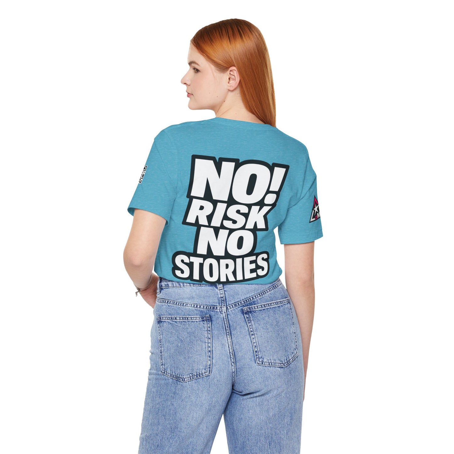 No Risk No Stories – Bold Motivational Graphic TeeNo Risk No Stories – Bold Motivational Graphic Tee