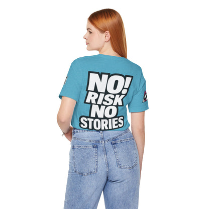 No Risk No Stories – Bold Motivational Graphic TeeNo Risk No Stories – Bold Motivational Graphic Tee