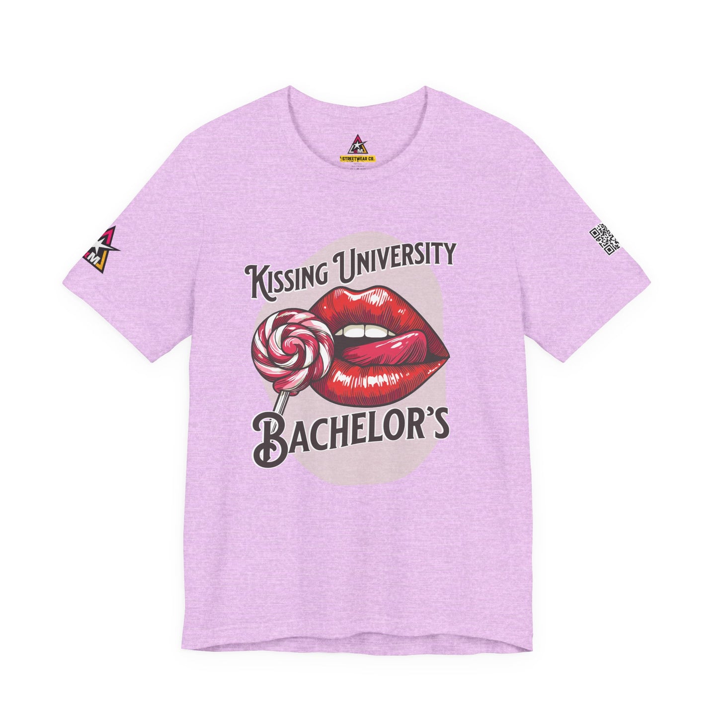 Kissing University Bachelor’s Graphic T-Shirt | Flirty Retro Tee | Funny Kissing Shirt