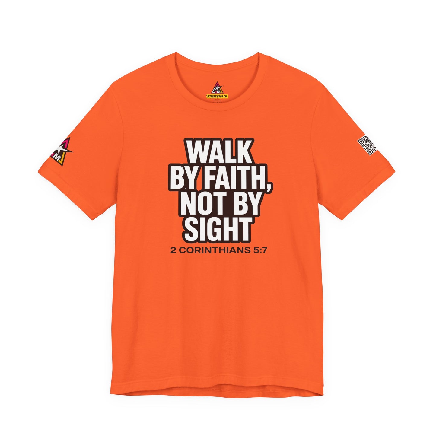 Walk by Faith, Not by Sight Graphic T-Shirt | 2 Corinthians 5:7 Christian Tee | Faith Streetwear
