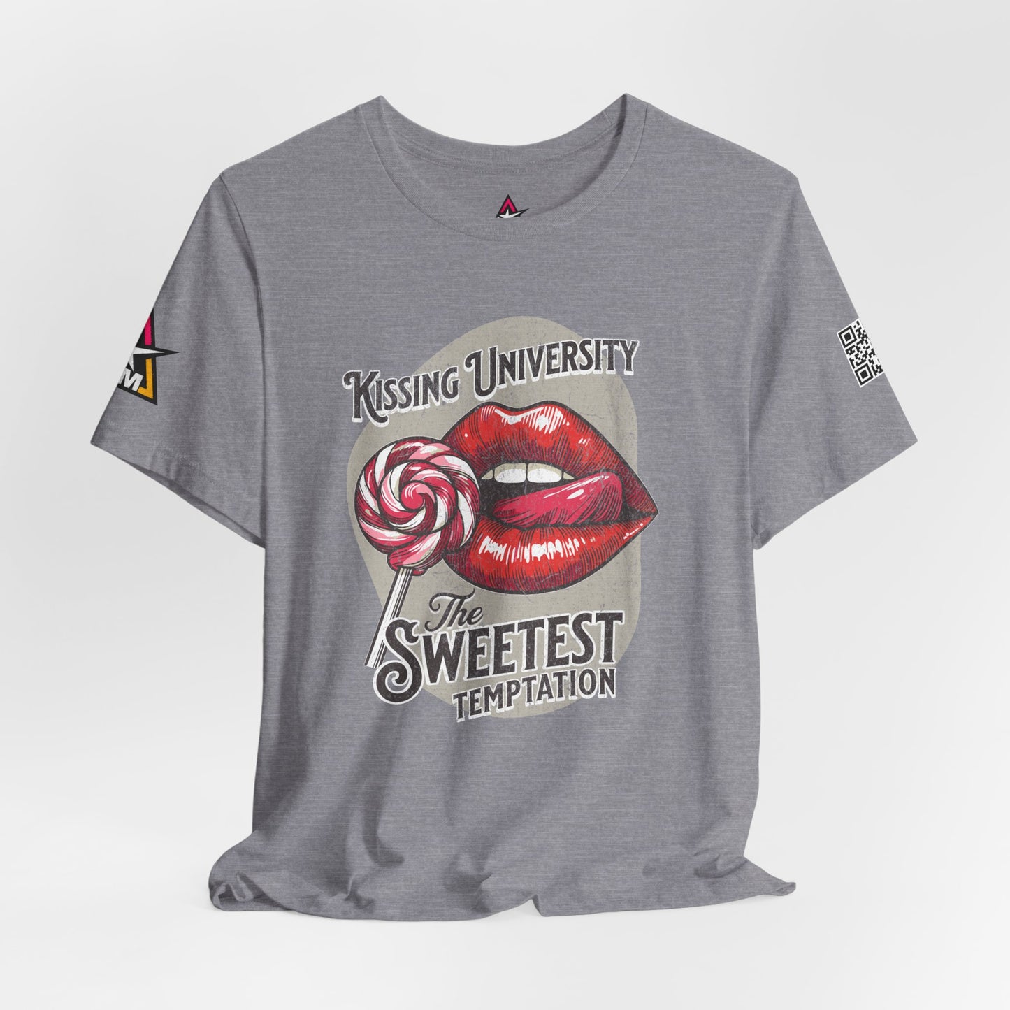 Kissing University Graphic T-Shirt | Sweetest Temptation Tee | Flirty Retro Streetwear Shirt