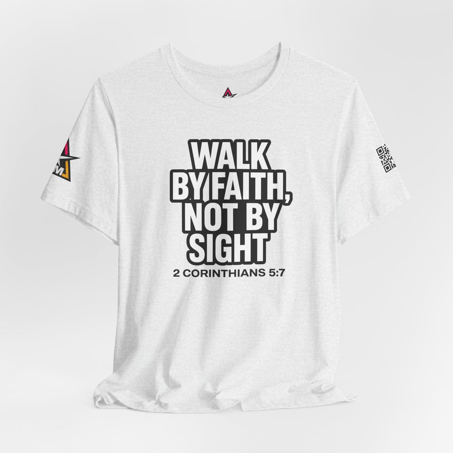 Walk by Faith, Not by Sight Graphic T-Shirt | 2 Corinthians 5:7 Christian Tee | Faith Streetwear