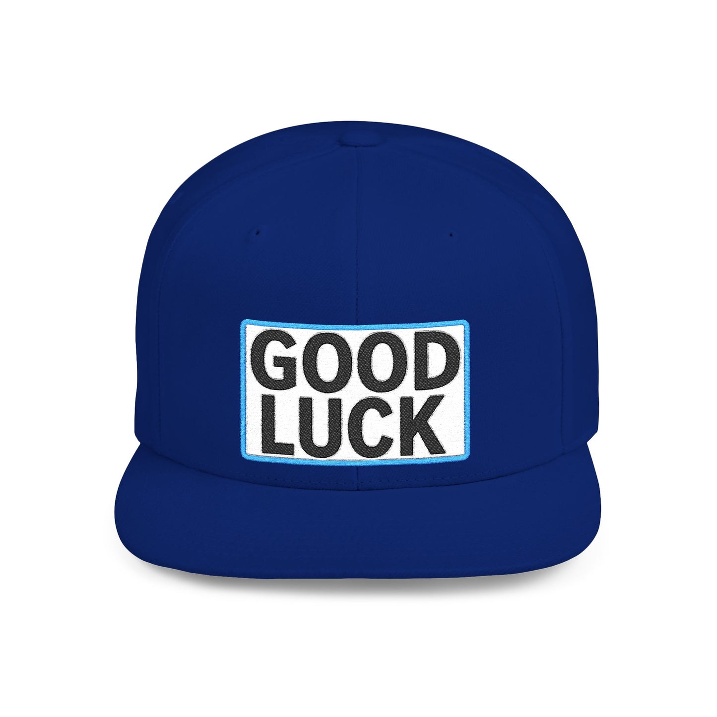 GOOD LUCK Embroidered Flat Bill Snapback Cap | Lucky Statement Hat | Streetwear Baseball Cap