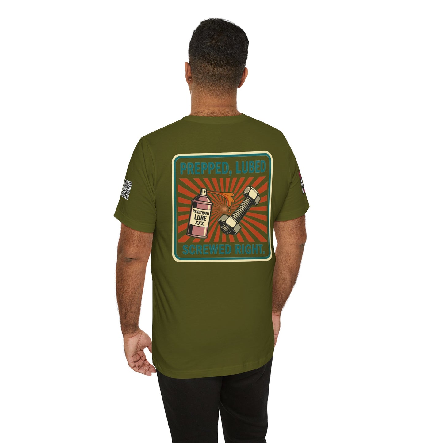 PREPPED, LUBED, SCREWED RIGHT Graphic T-Shirt | Mechanic Humor Tee | Funny Garage Shirt | Vintage Streetwear Tee