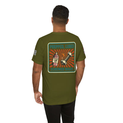 PREPPED, LUBED, SCREWED RIGHT Graphic T-Shirt | Mechanic Humor Tee | Funny Garage Shirt | Vintage Streetwear Tee