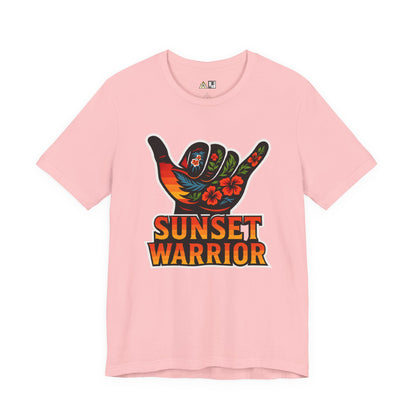 Sunset Warrior Shaka – Unisex Bold Streetwear Graphic Tee