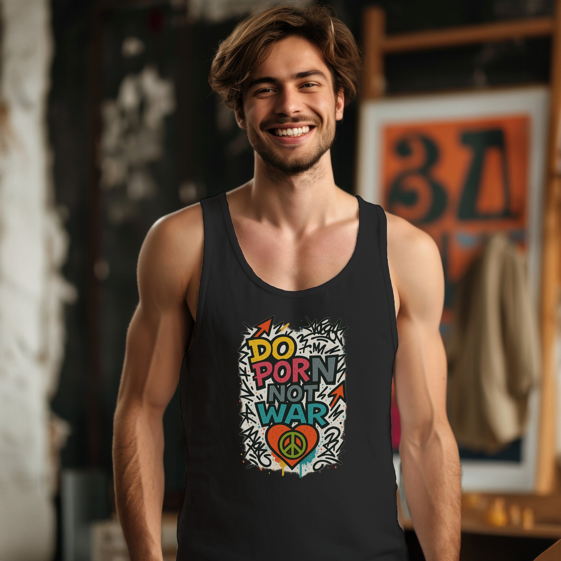 Do Porn Not War Graphic Black Tank Top product