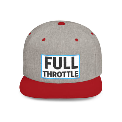 FULL THROTTLE Embroidered Flat Bill Snapback Cap | Bold Motorsport Hat | Streetwear Baseball Cap