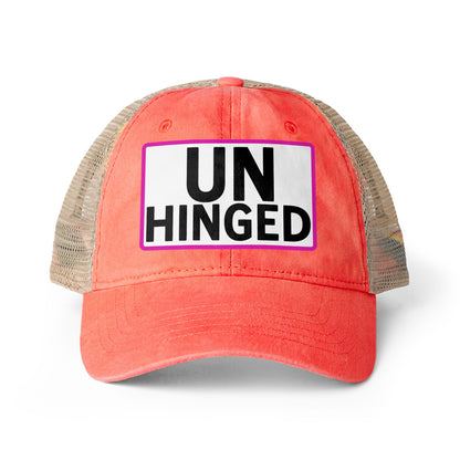 UNHINGED Embroidered Washed Mesh-Back Cap | Funny Ponytail Baseball Hat | Casual Women's Cap