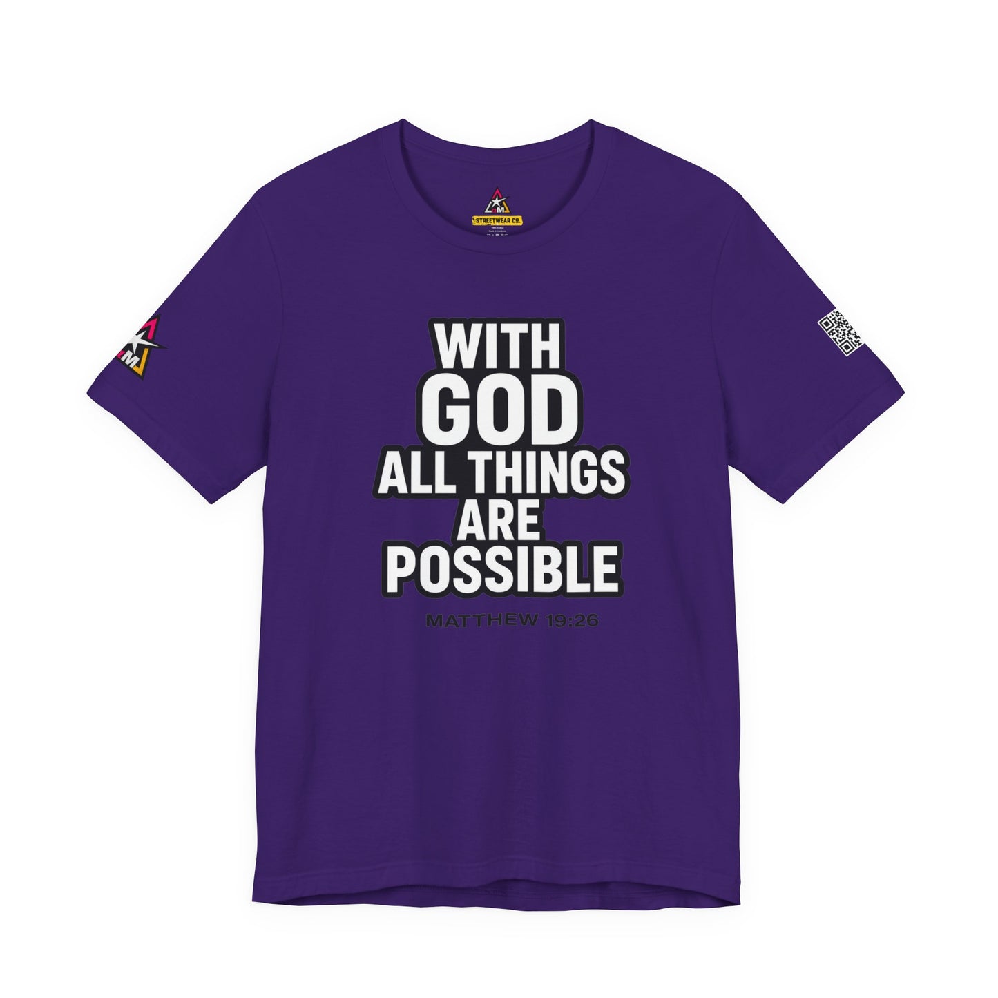 With God All Things Are Possible Graphic T-Shirt | Matthew 19:26 Christian Tee | Faith & Strength Streetwear