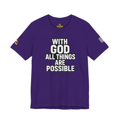 With God All Things Are Possible Graphic T-Shirt | Matthew 19:26 Christian Tee | Faith & Strength Streetwear