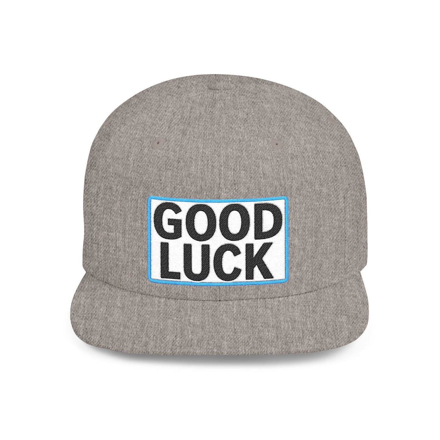 GOOD LUCK Embroidered Flat Bill Snapback Cap | Lucky Statement Hat | Streetwear Baseball Cap