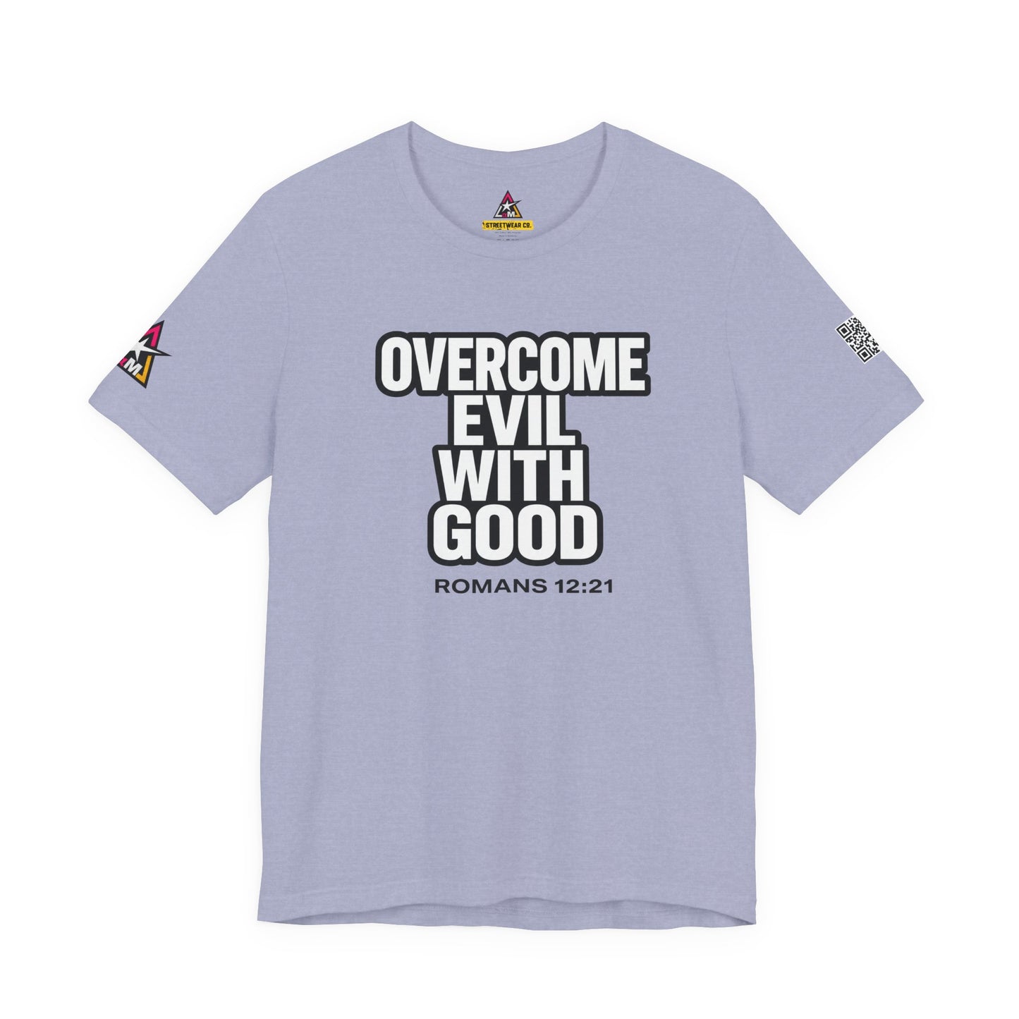 Overcome Evil With Good Graphic T-Shirt | Romans 12:21 Christian Tee | Faith & Strength Streetwear