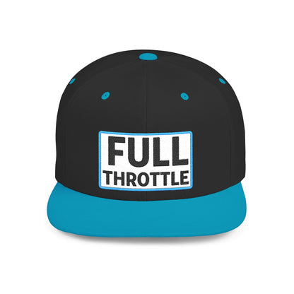 FULL THROTTLE Embroidered Flat Bill Snapback Cap | Bold Motorsport Hat | Streetwear Baseball Cap