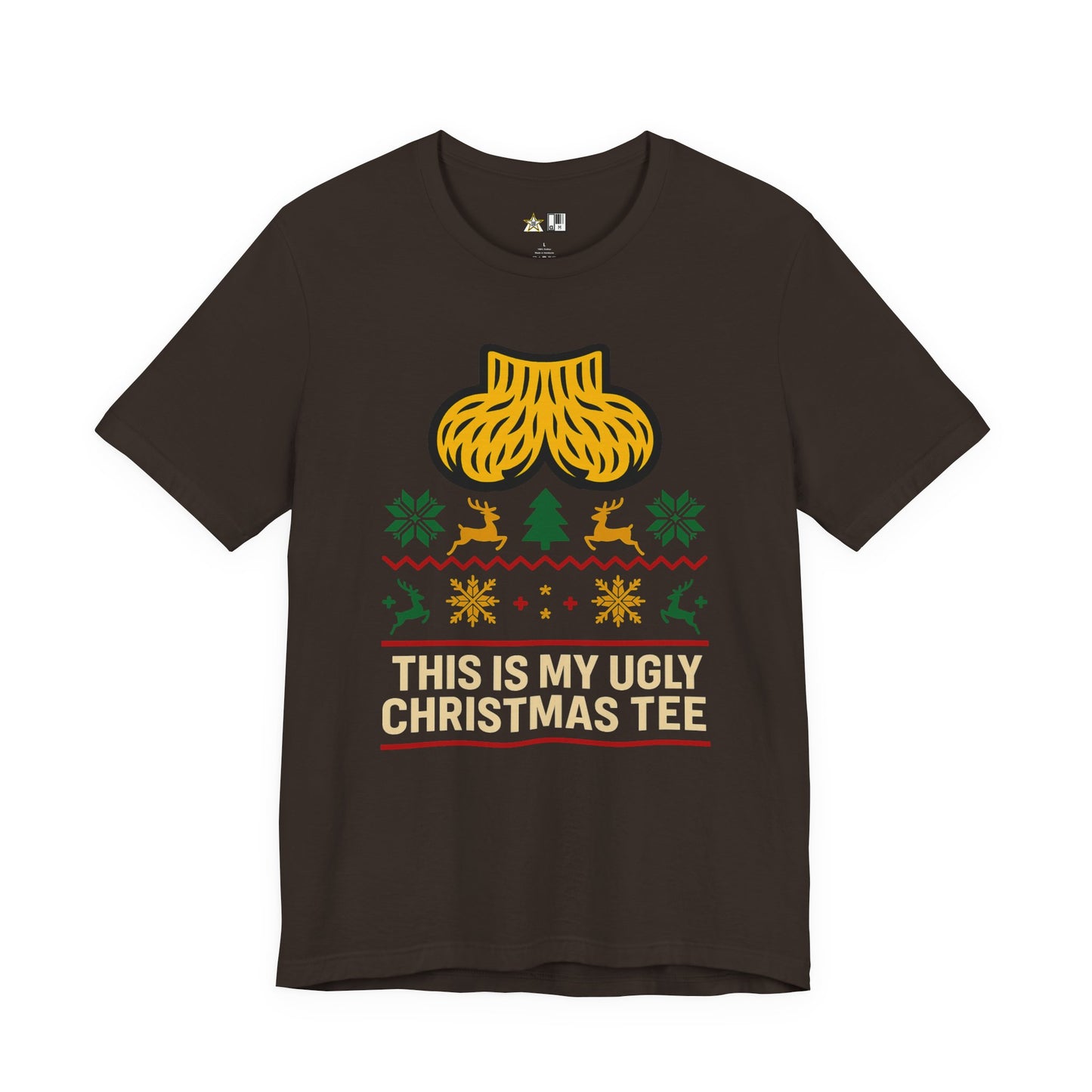 This Is My Ugly Christmas Tee Bold Reindeer & Gold Balls Ornament Holiday T-Shirt