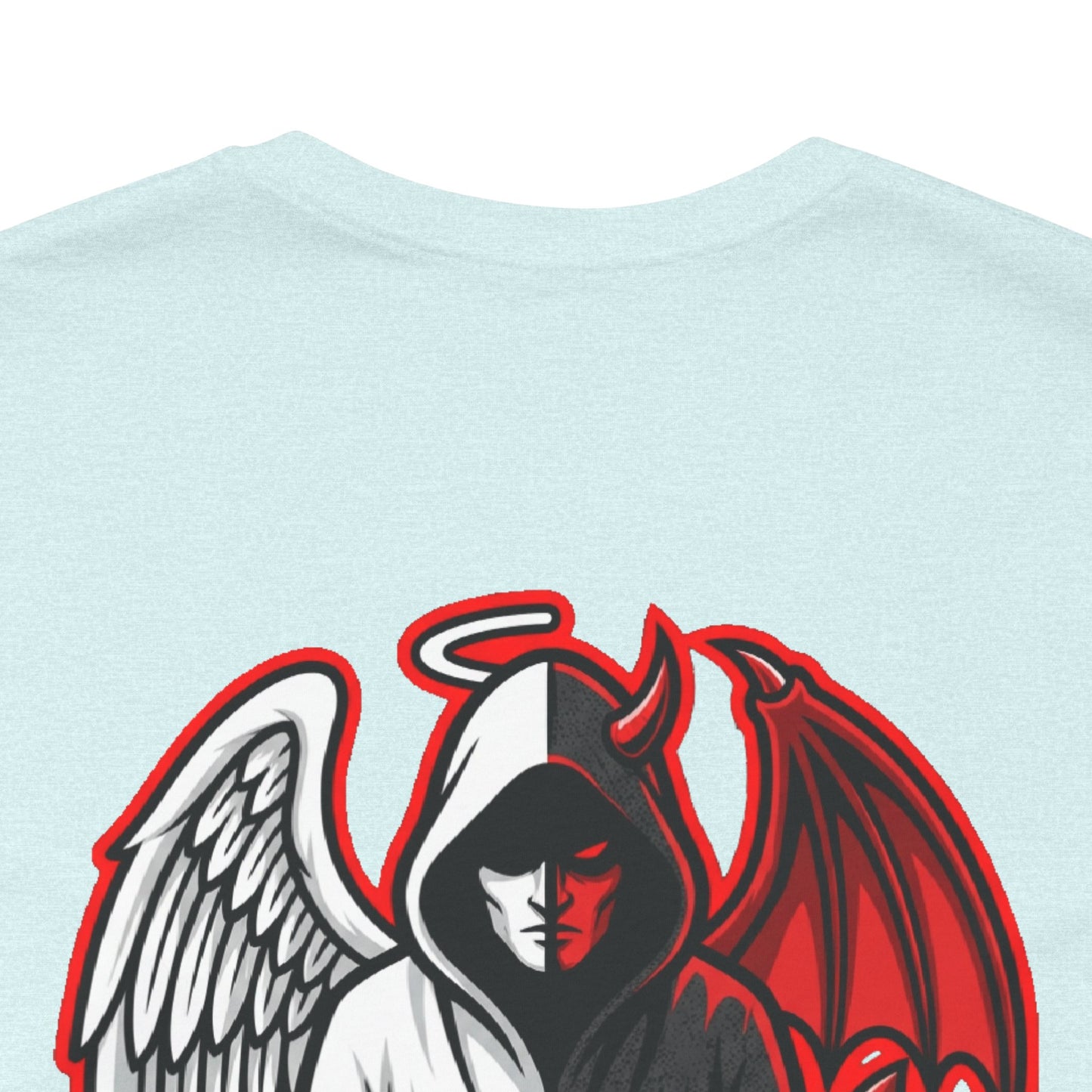 LOOK TWICE Angel & Devil Graphic T-Shirt | Duality Streetwear Tee | Good vs Evil Shirt | Unisex Graphic Tee