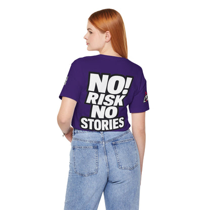 No Risk No Stories – Bold Motivational Graphic TeeNo Risk No Stories – Bold Motivational Graphic Tee