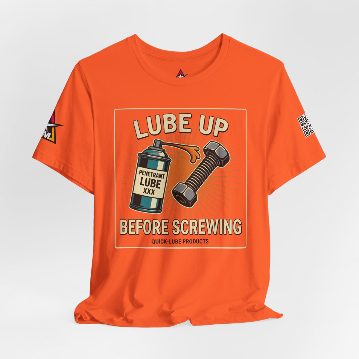 LUBE UP BEFORE SCREWING Graphic T-Shirt | Funny Mechanic Tee | Dirty Garage Humor Shirt | Vintage Automotive Tee