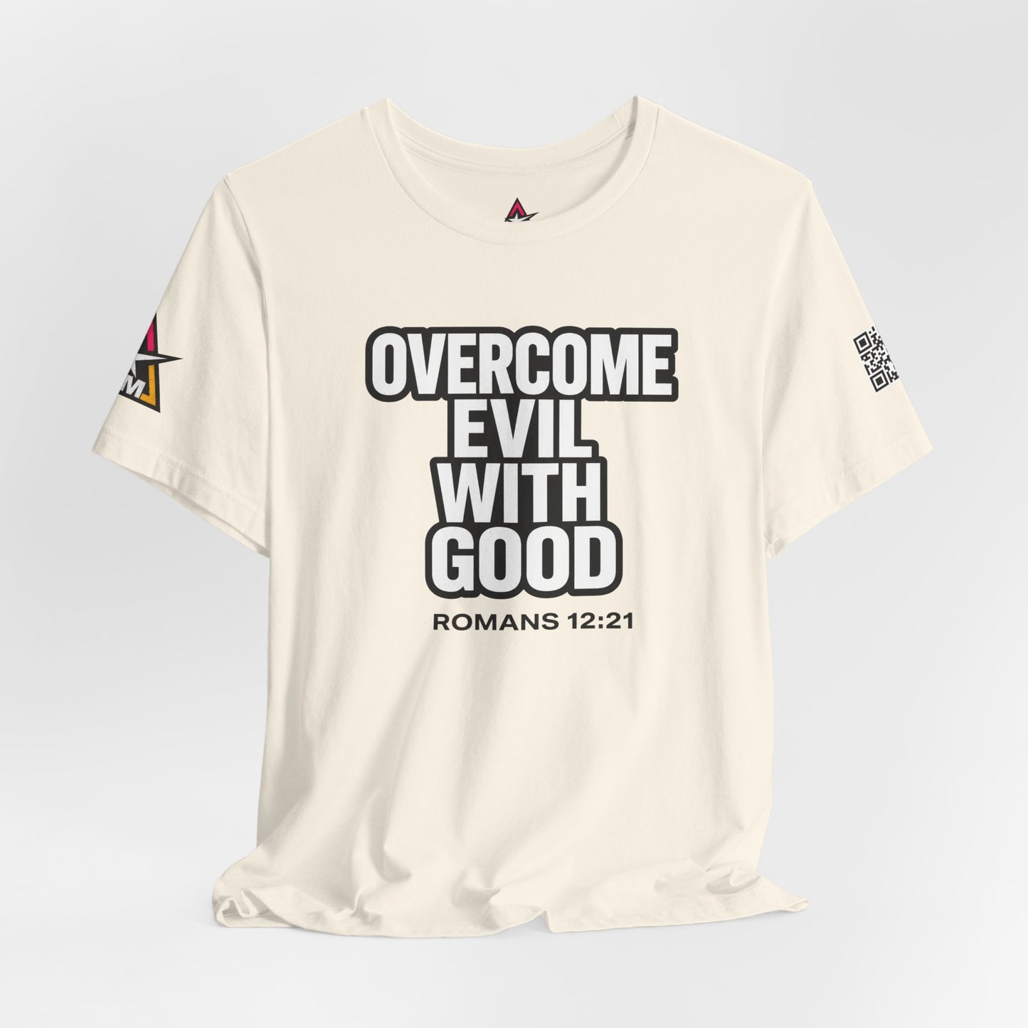 Overcome Evil With Good Graphic T-Shirt | Romans 12:21 Christian Tee | Faith & Strength Streetwear